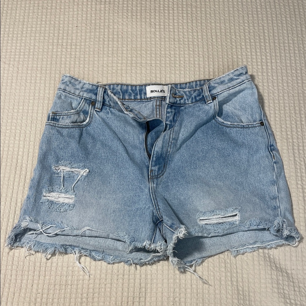 ROLLA'S Distressed high waist, Light Blue Jean Shorts Sz. 30